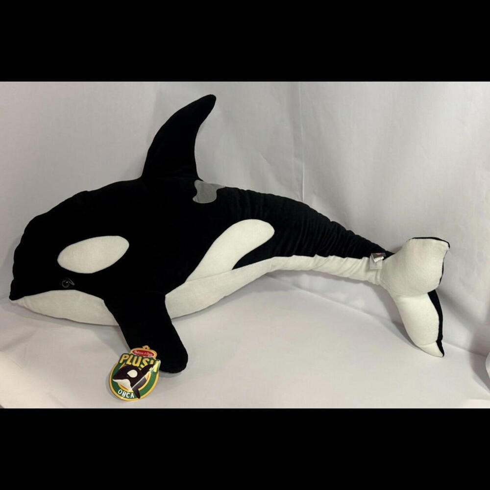 Melissa & Doug Jumbo 42" Shamu Orca Killer Whale Plush Stuffed Toy NWT.